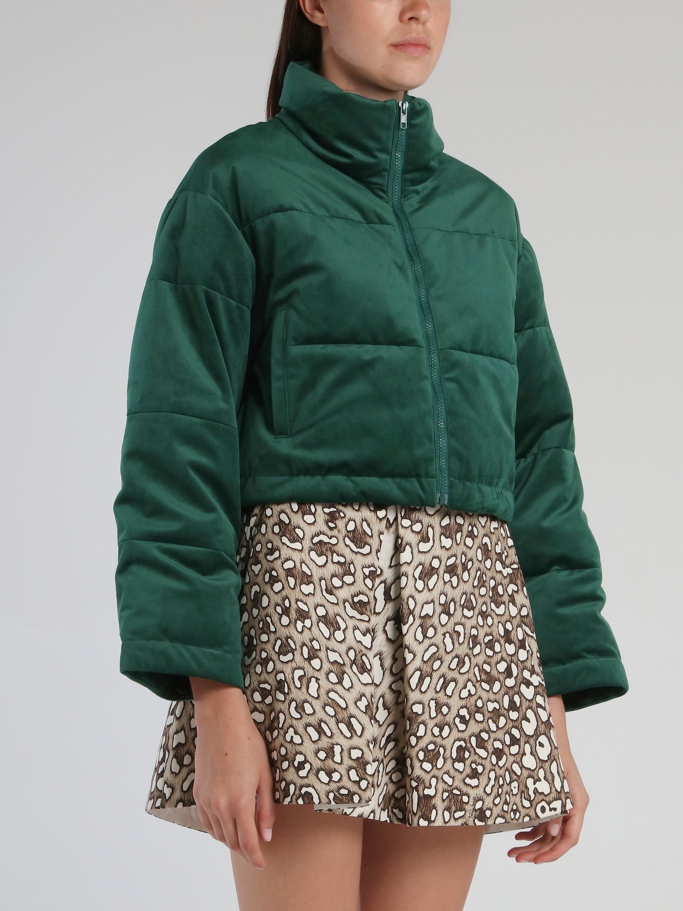 Green Oversized Goosedown Short Jacket