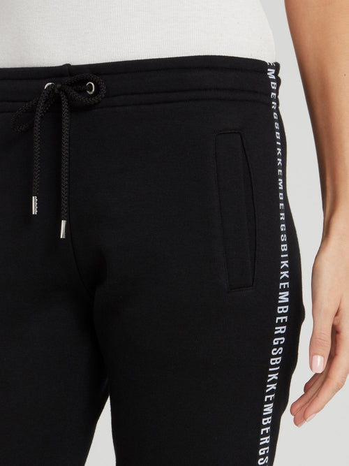 Black Logo Tape Fleece Pants