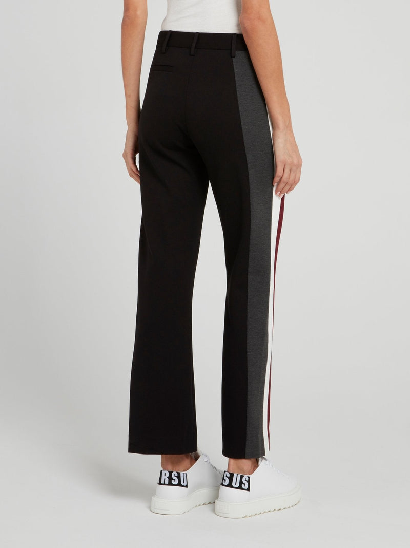 Black Side Stripe Wide Leg Trousers