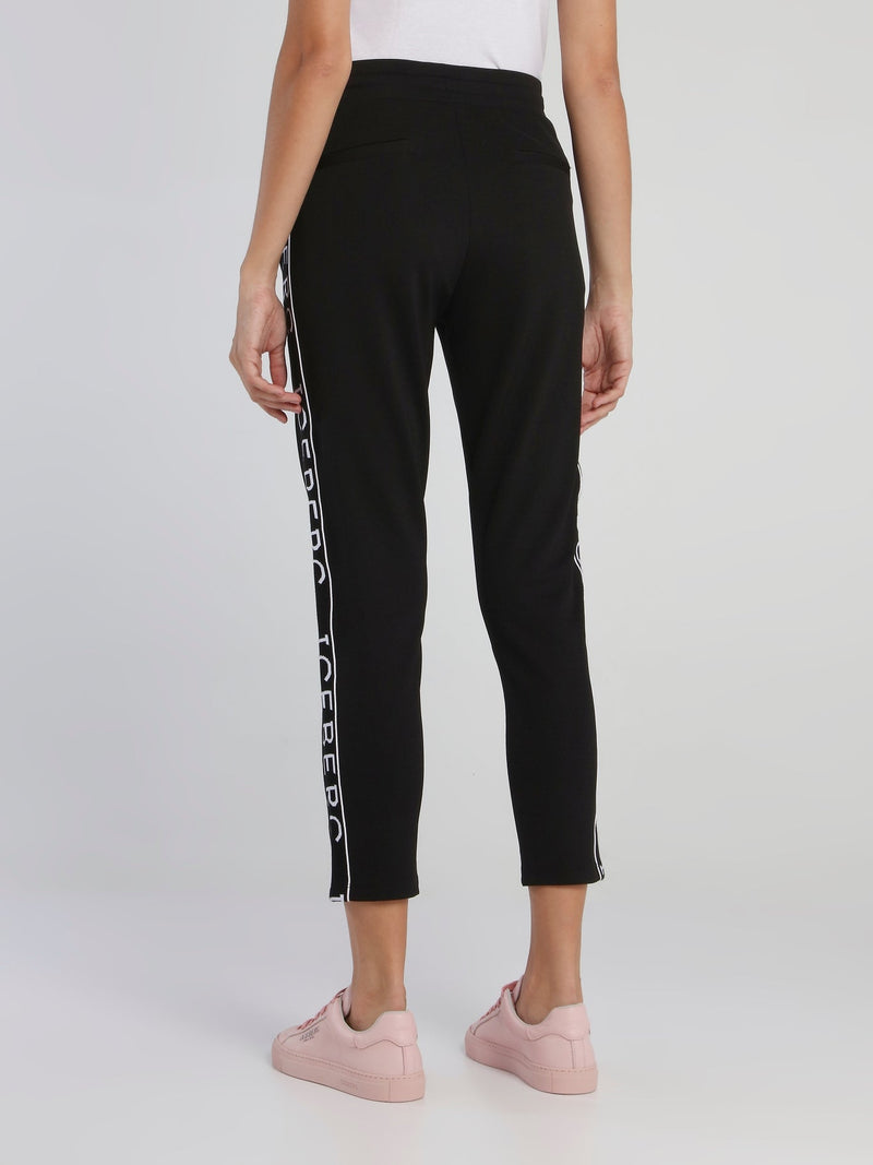 Black Logo Tape Drawstring Track Pants