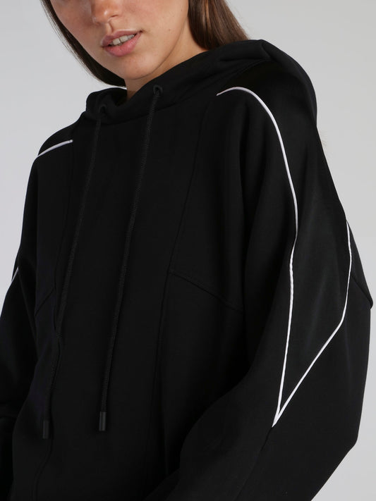 Black Contrast Lining Cotton Sweatshirt