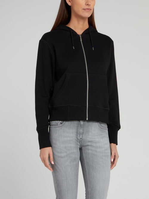 Black Zip Up Drawstring Jacket