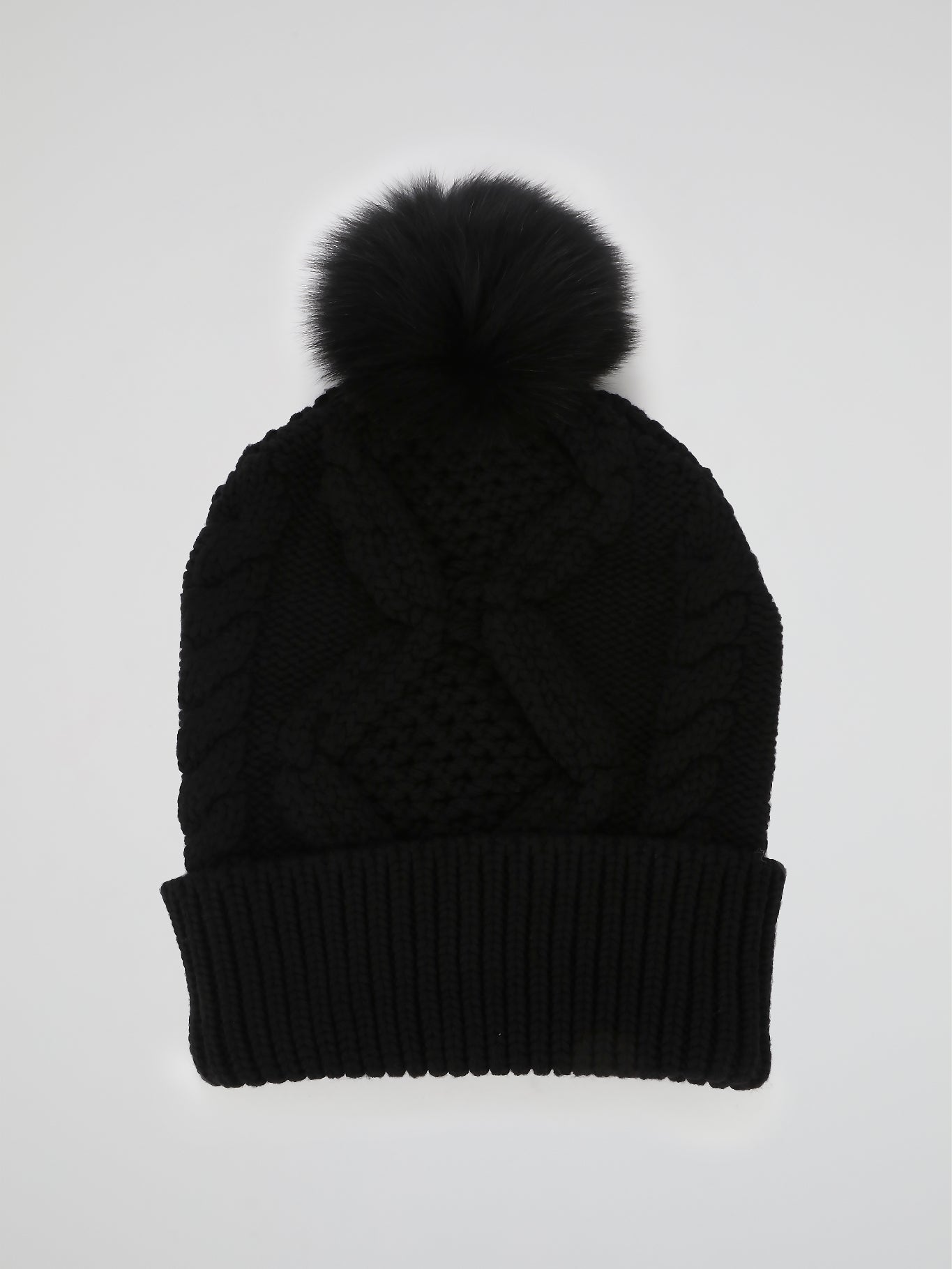 Black Ribbed Pom Pom Beanie