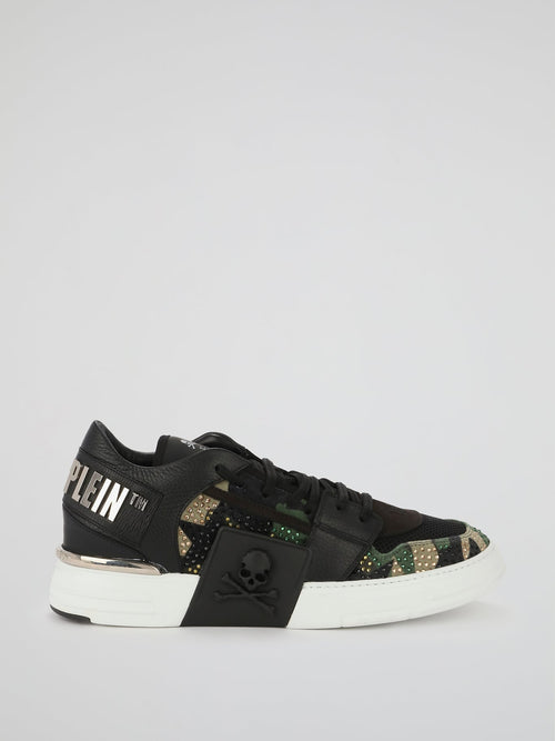 Crystal Detail Camo Low Top Sneakers