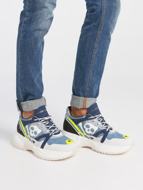 Skull Patch-Work Denim Sneakers