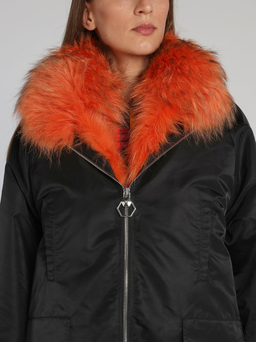 Space Plein Contrast Fur Parka