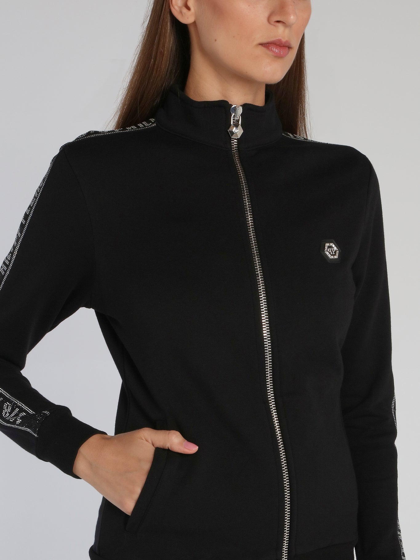 Black Strass Logo Tape Jogging Jacket