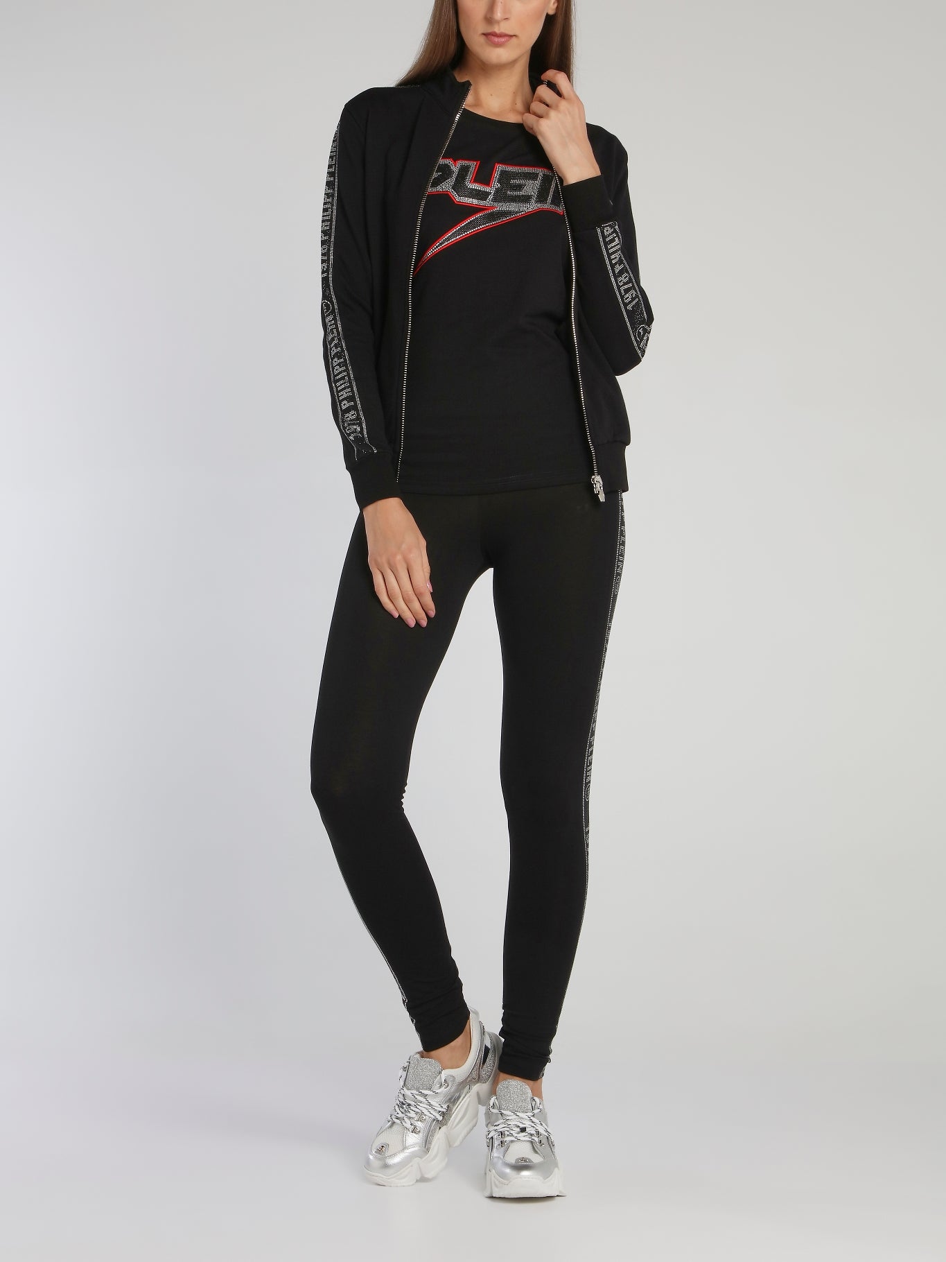 Black Strass Logo Tape Jogging Jacket