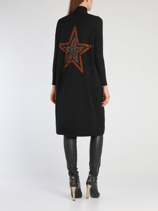 Adele Black Studded Star Detail Long Top