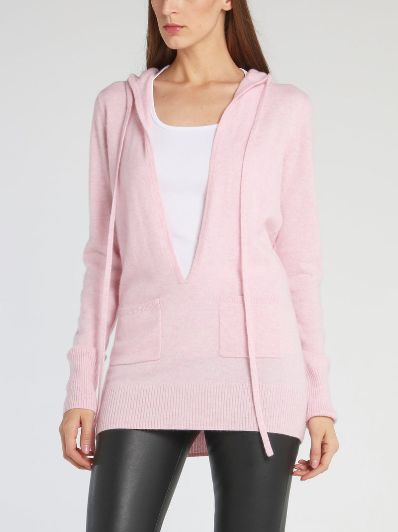 Megan Pink Deep-V Sweat Top