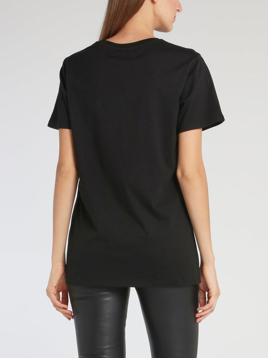 Giselle Black Strass Studded T-Shirt