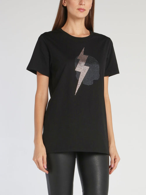 Giselle Black Strass Studded T-Shirt