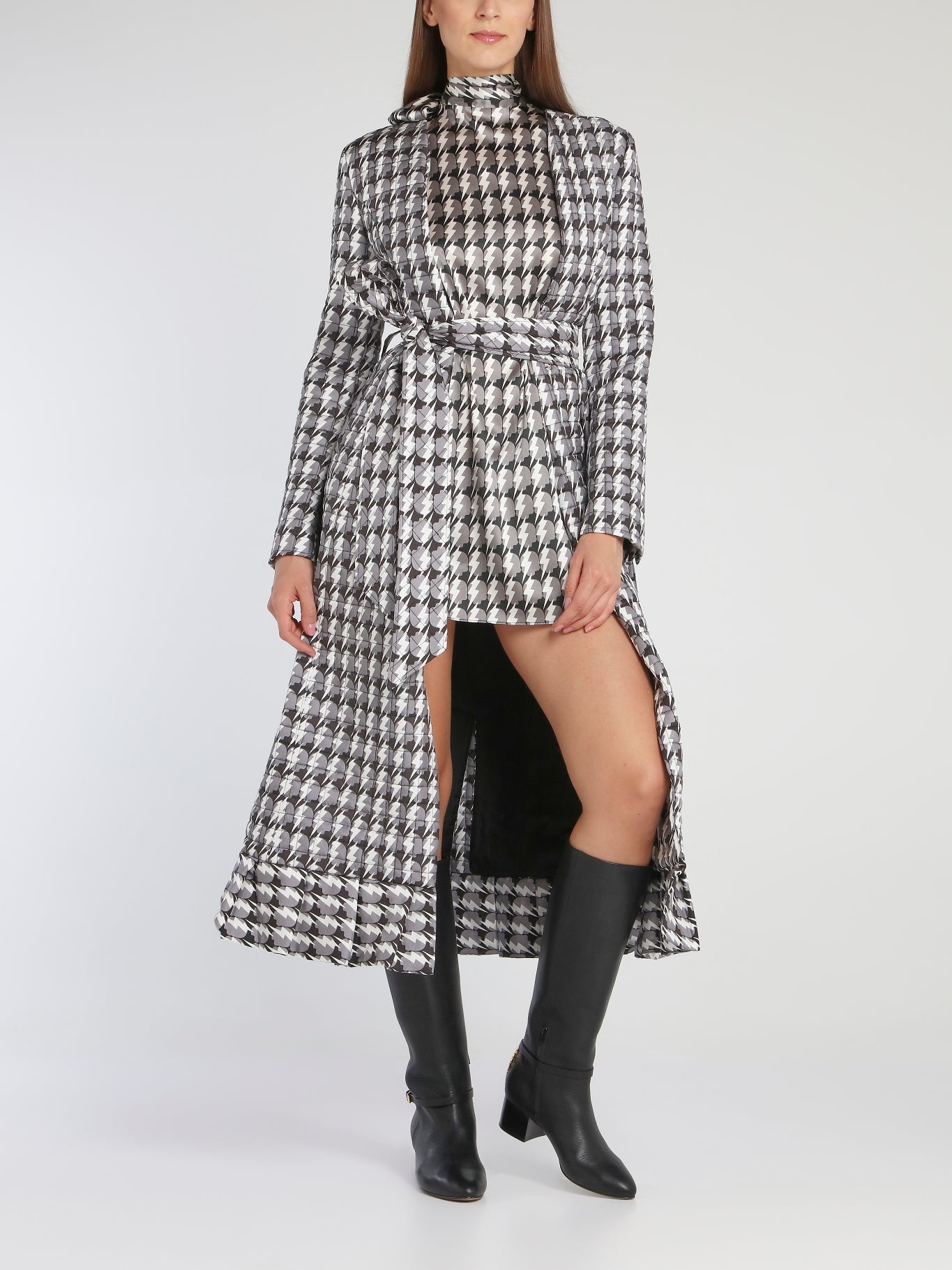 Helen Check Flared Hem Coat