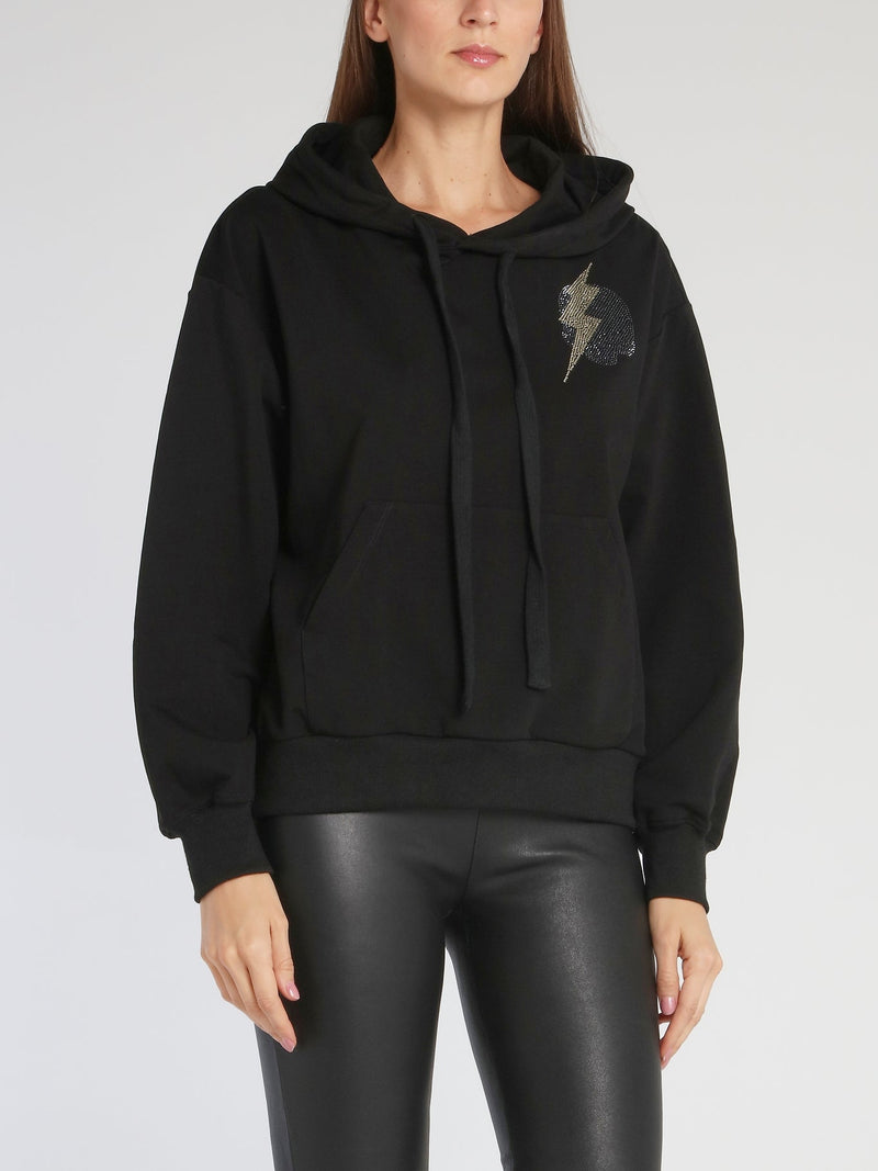 Gwen Black Strass Studded Hoodie