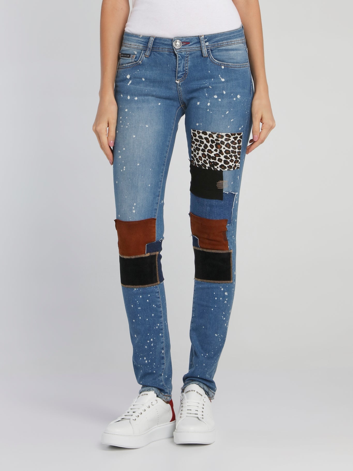 Patch-Work Paint Splatter Denim Jeans