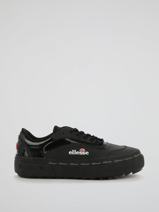 Alzina Black Leather Trainers