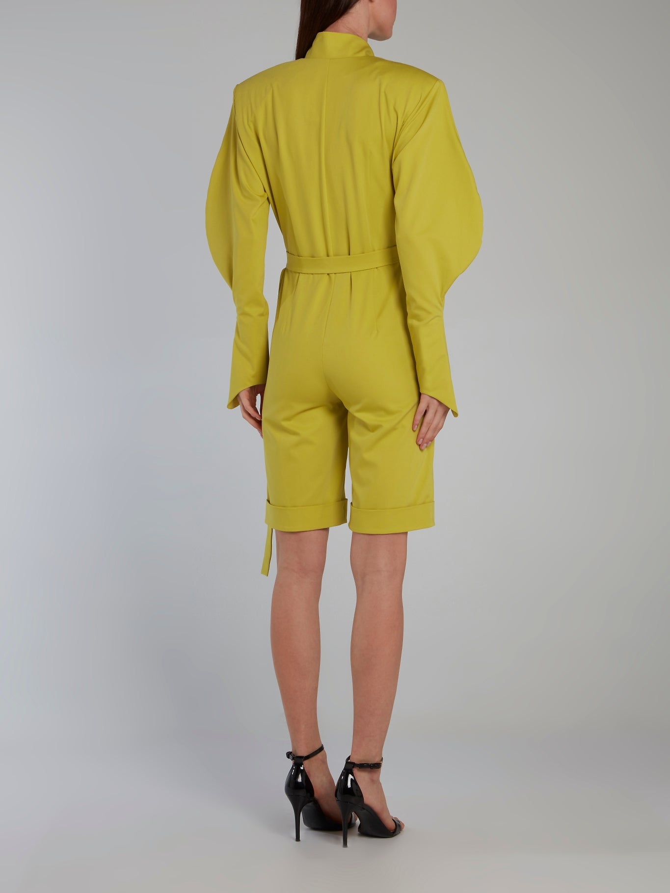 Chartreuse Belted Cotton Jumpsuit