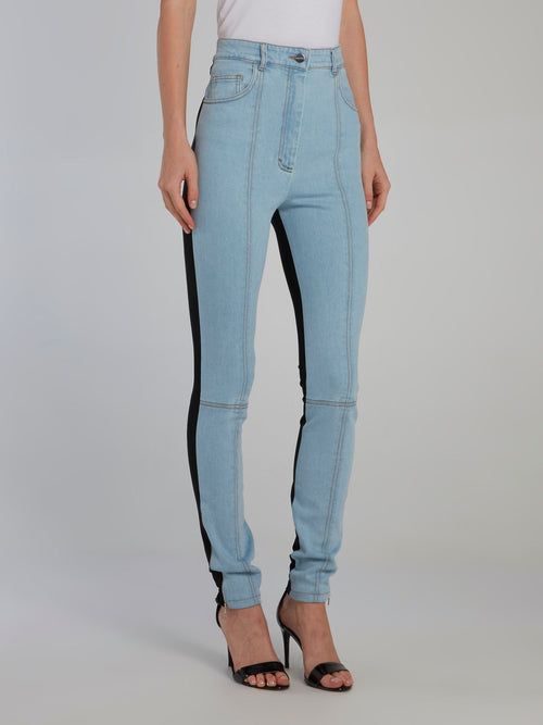 Half Jersey Half Denim Leggings