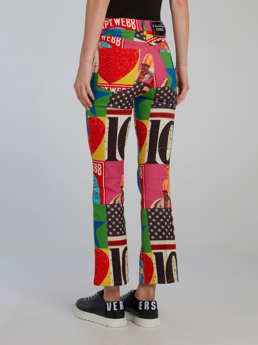 Peter Blake Graphic Print Bootcut Jeans