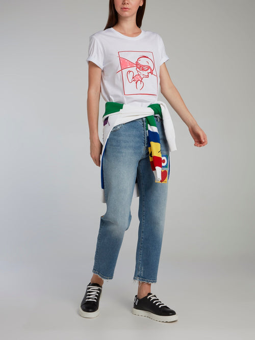 White Sequin Embellished Tweety Bird T-Shirt