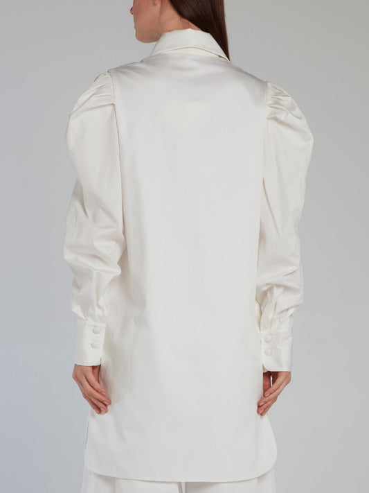 White Leg Of Mutton Sleeve Blouse