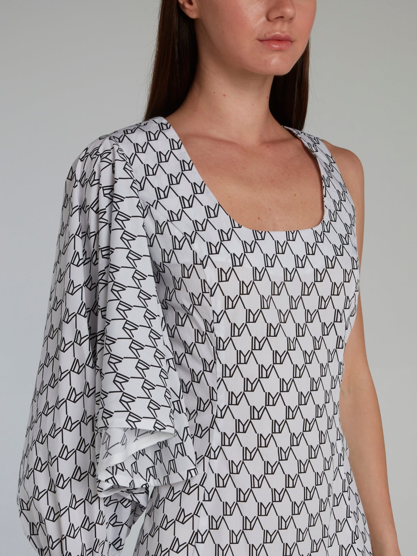 Monogram Print Single Sleeve Dress