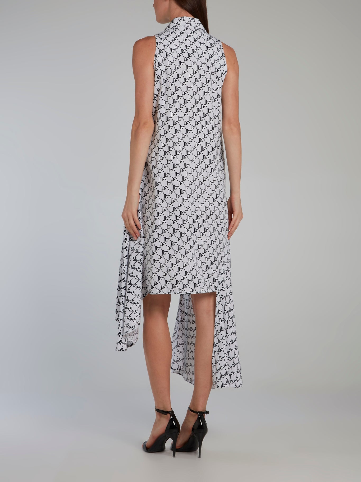 Asymmetrical Sleeveless Monogram Dress