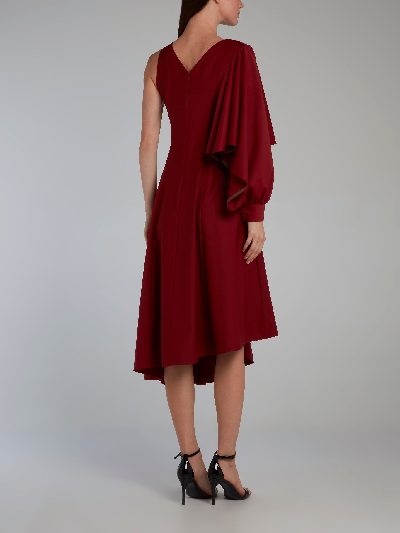 Burgundy Single Sleeve Scoop Neck Dress