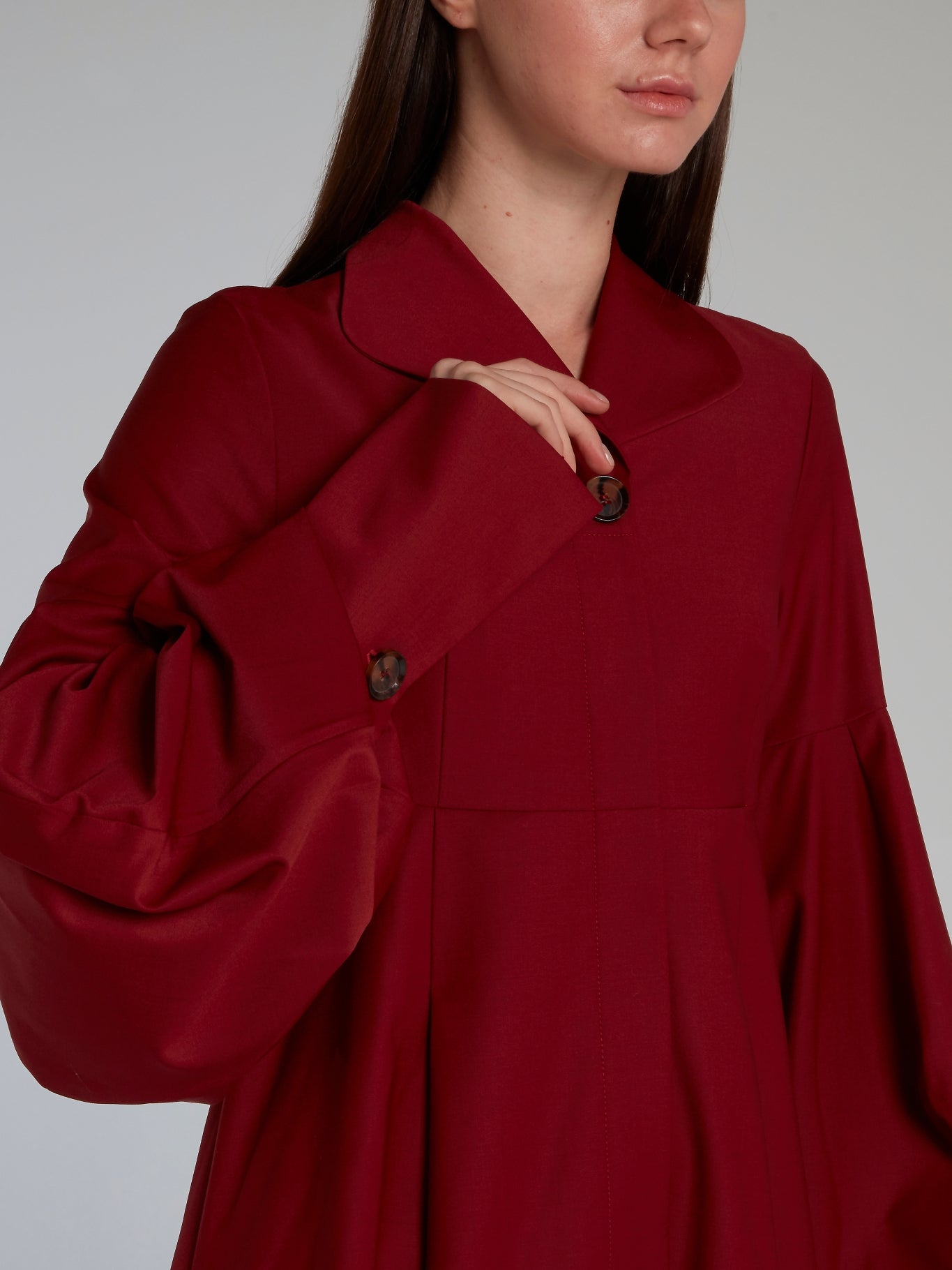 Burgundy Bishop Sleeve Shirt Dress