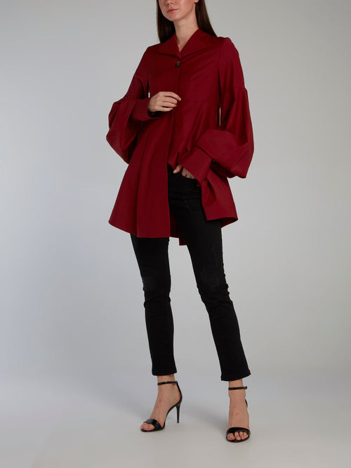 Burgundy Bishop Sleeve Shirt Dress