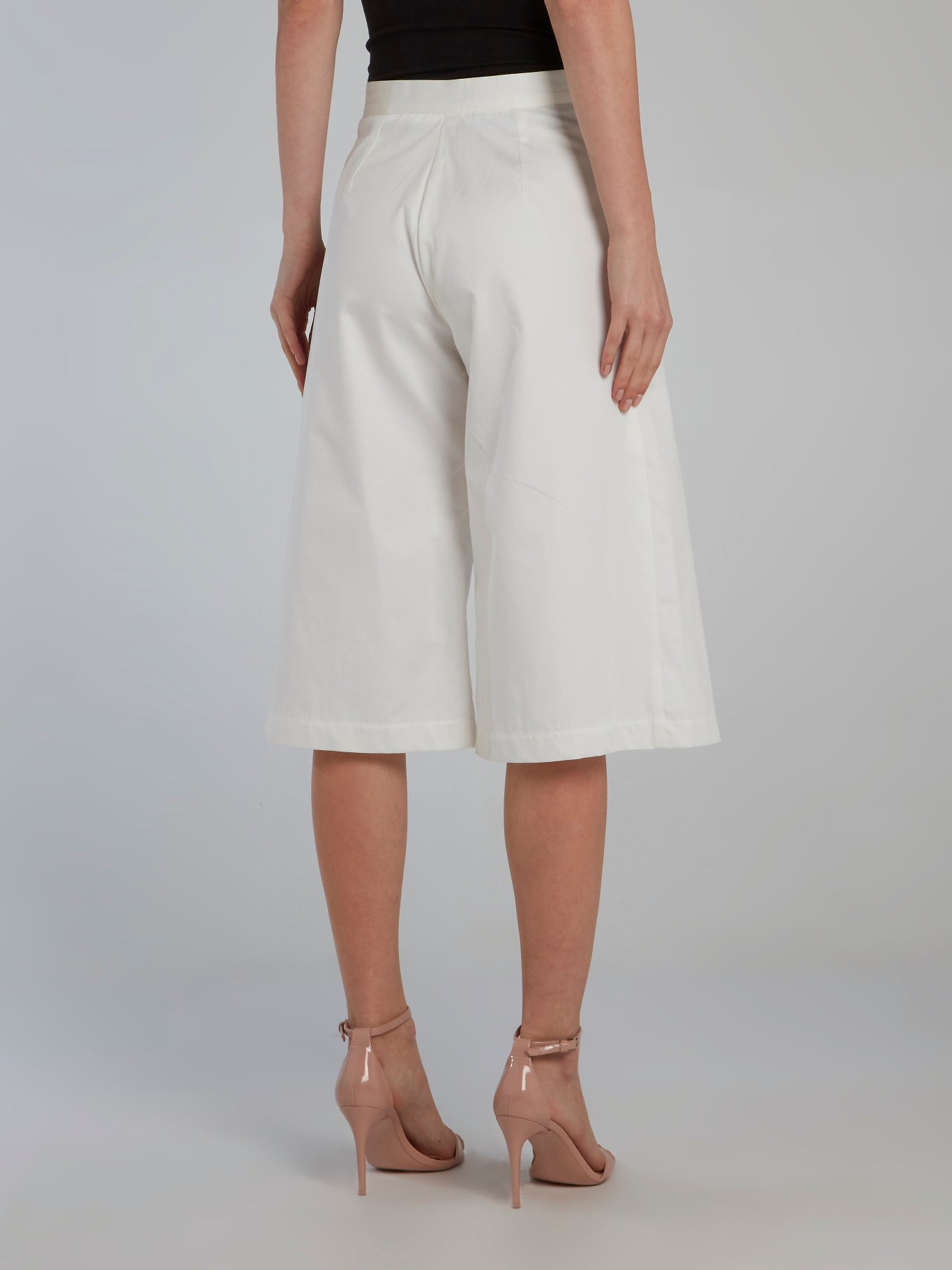 White Wide Leg Pleated Culottes