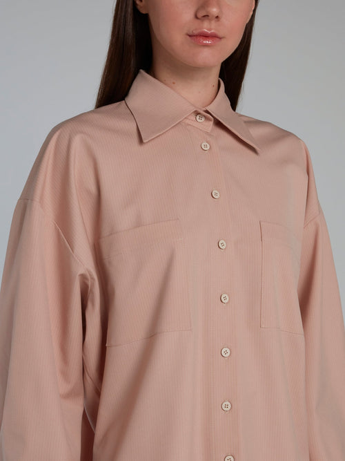 Beige Pinstripe Boyfriend Shirt