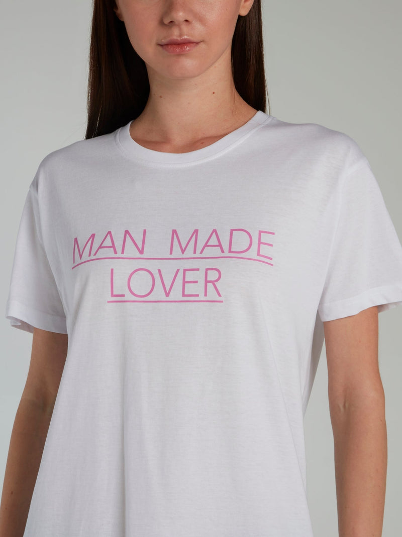 Man Made Lover Print White T-Shirt