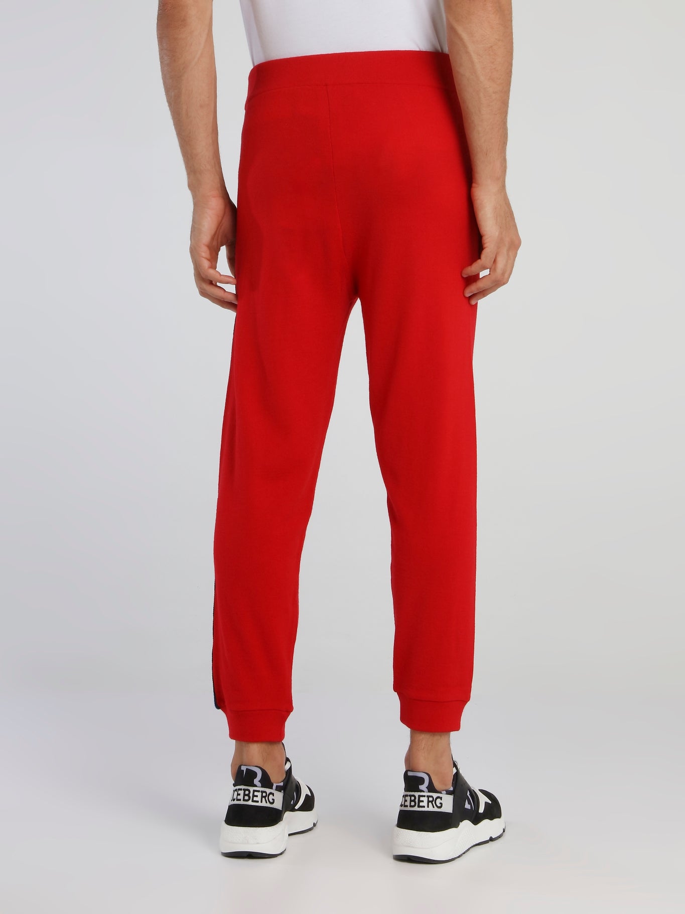 Red Side Logo Drawstring Knitted Trousers