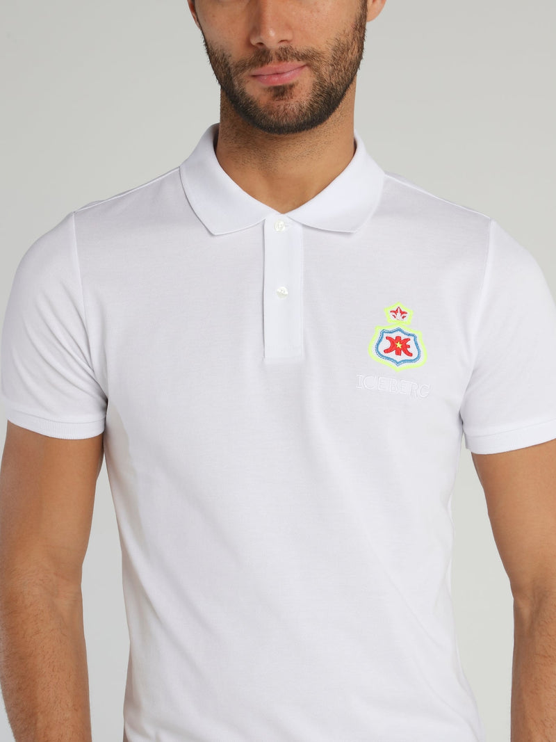 White Embroidered Polo Shirt