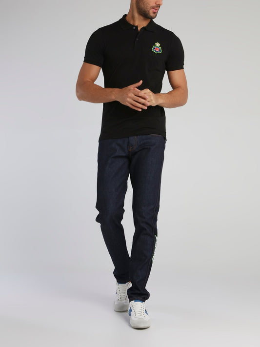 Black Embroidered Polo Shirt