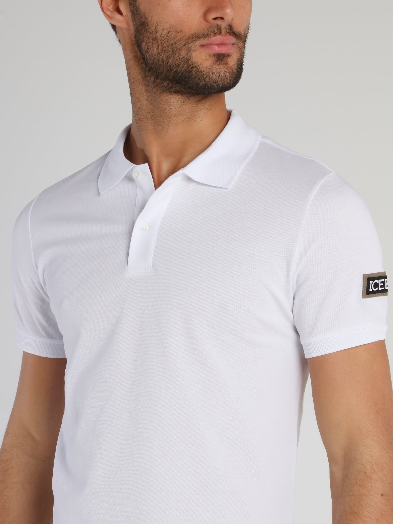 White Logo Patched Polo Shirt