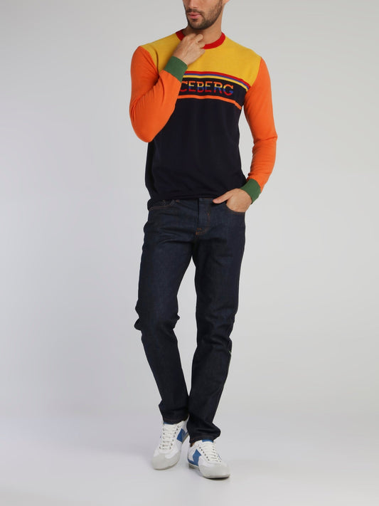 Colour Block Crewneck Sweat Top