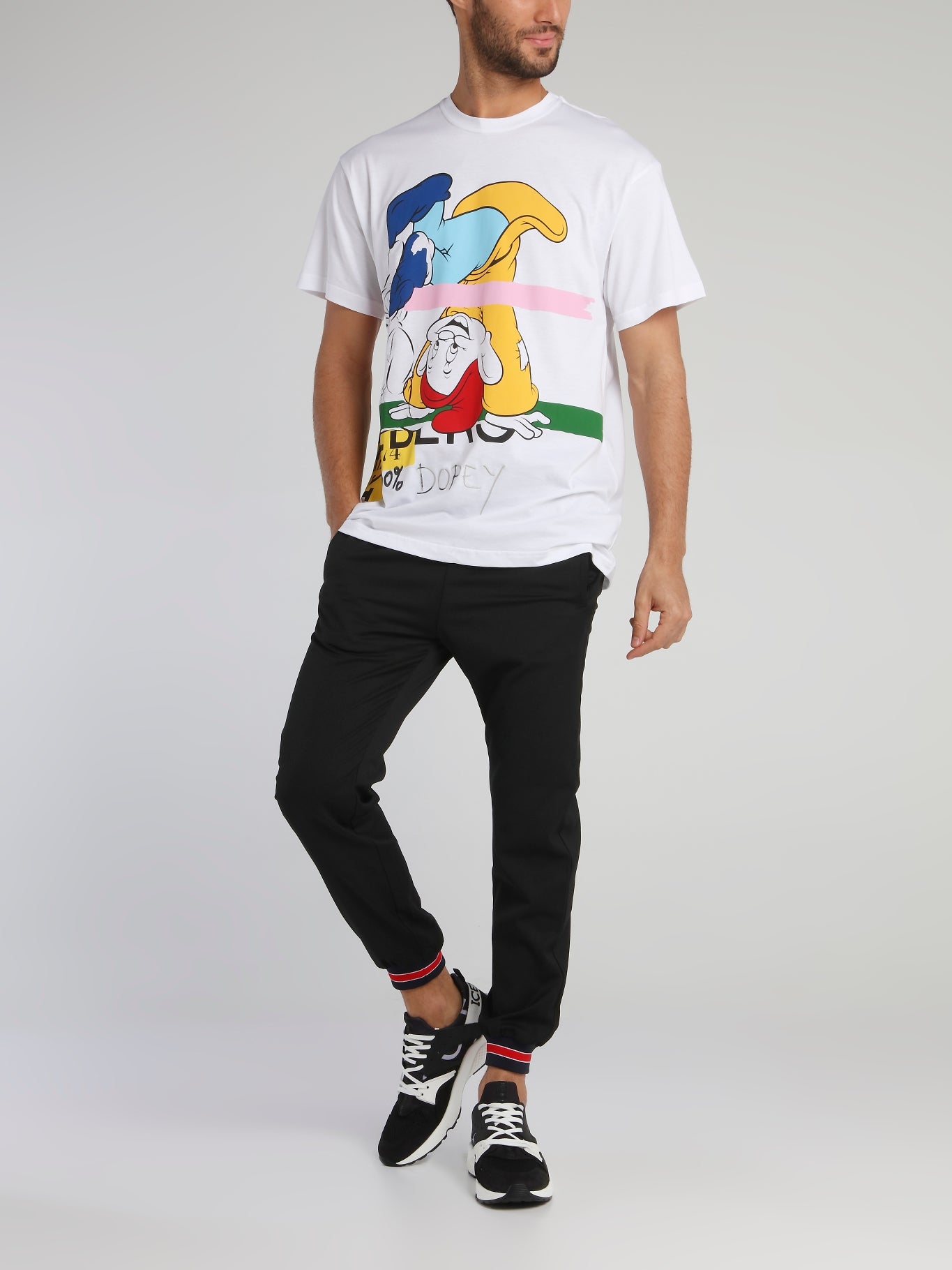 Dopey White Graphic Print T-Shirt