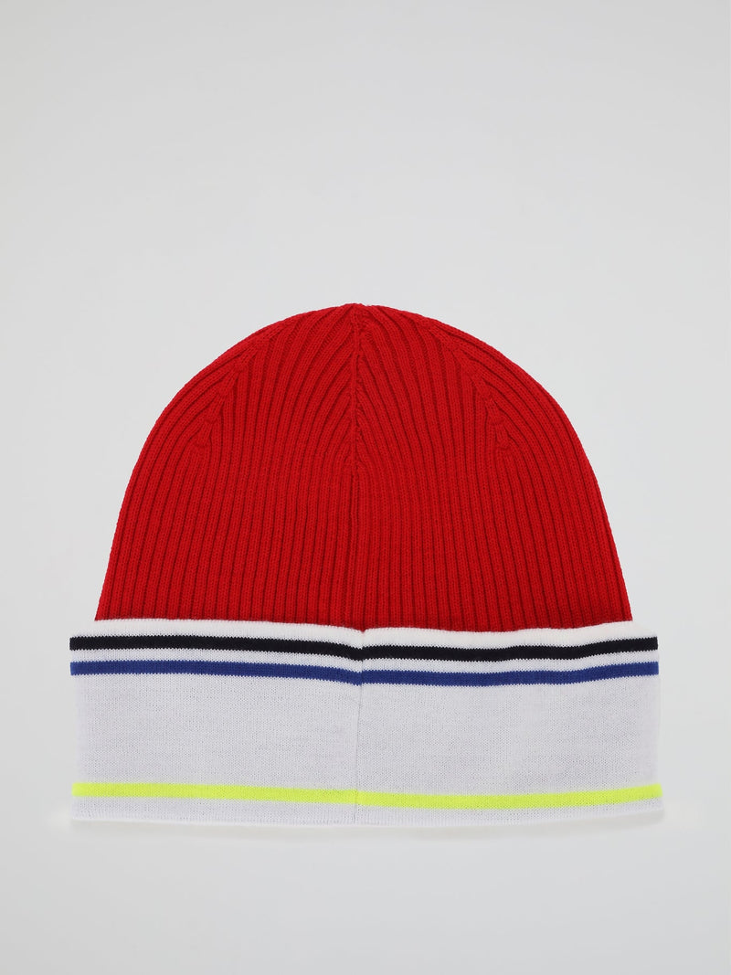 Red Logo Virgin Wool Knitted Cap