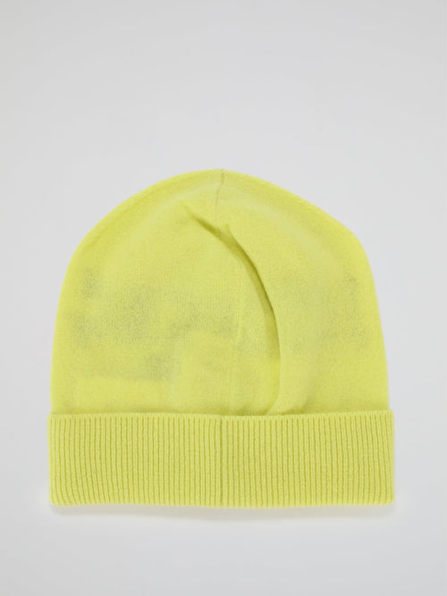 Yellow Logo Cashmere Knitted Beanie