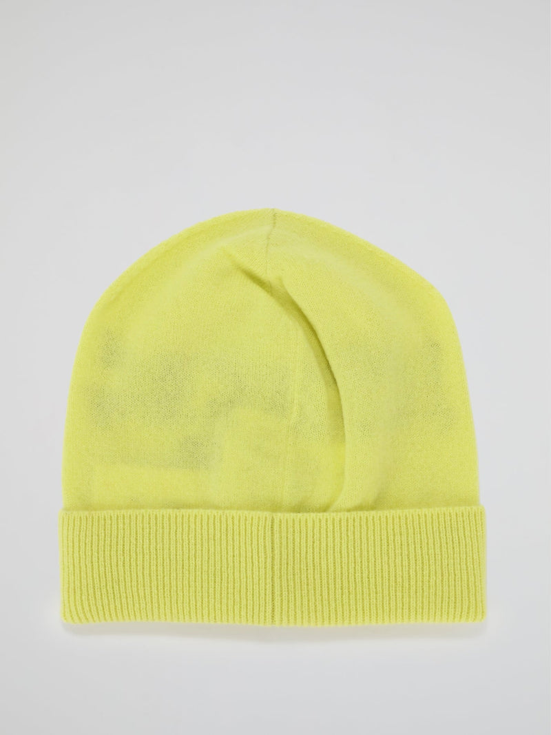 Yellow Logo Cashmere Knitted Beanie