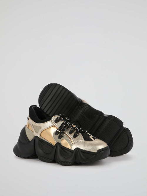 Runner Crystal Gold Chunky Sneakers