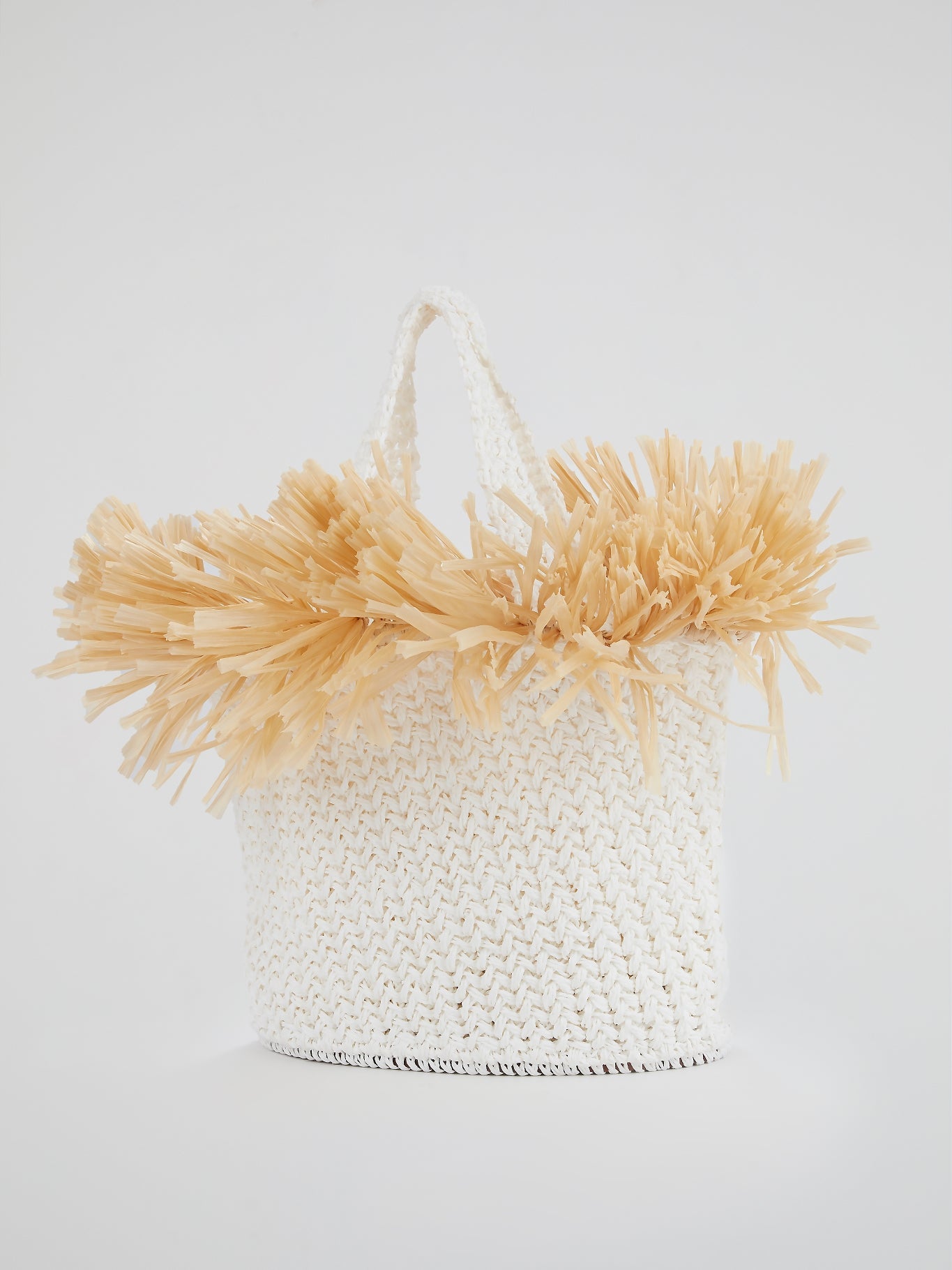 White Malibu Hand Woven Beach Bag