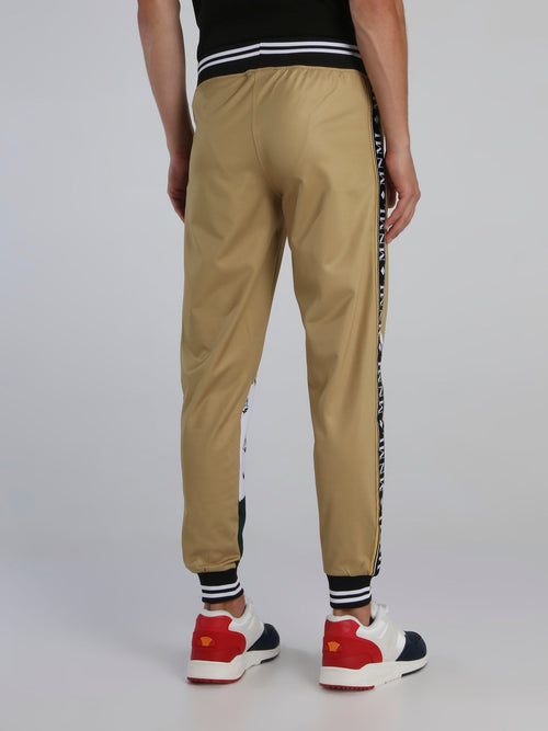 Khaki Drawstring Monogram Track Pants