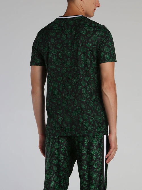 Green Paisley Print T-Shirt