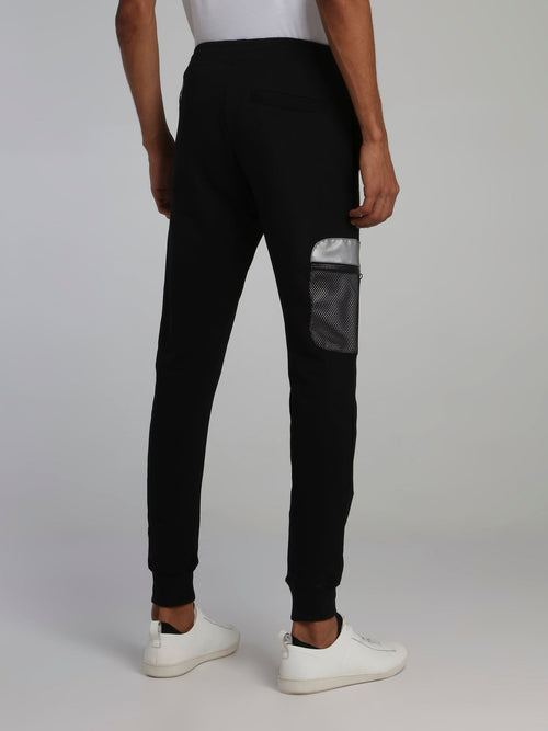 Black Warning Statement Drawstring Sweat Pants