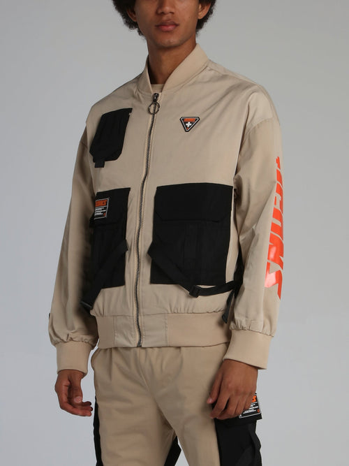 Beige Icons Tactical Flight Jacket