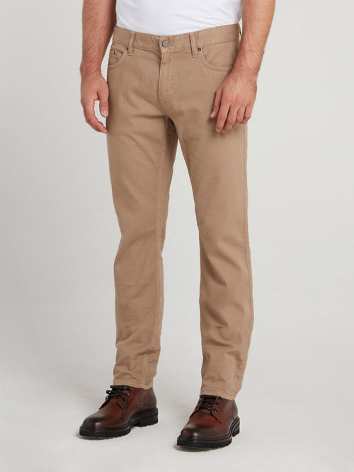 Beige Straight Fit Pants