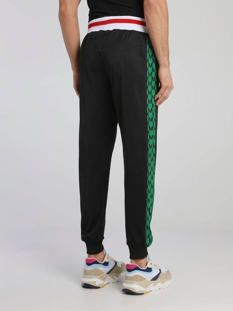 Black Side Band Drawstring Track Pants